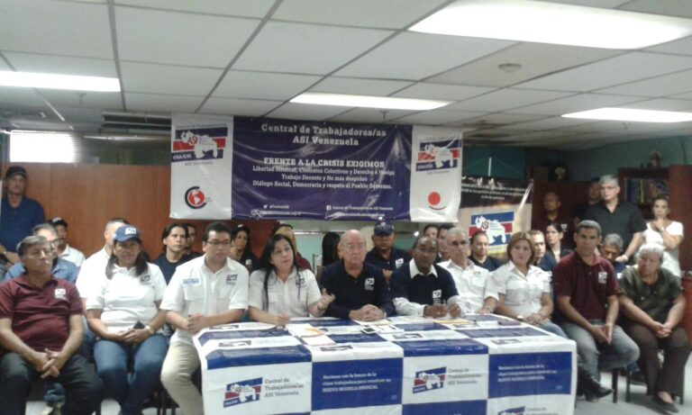 Central venezolana pide al gobierno y a la oposición participar de diálogo por el mejoramiento de condiciones laborales