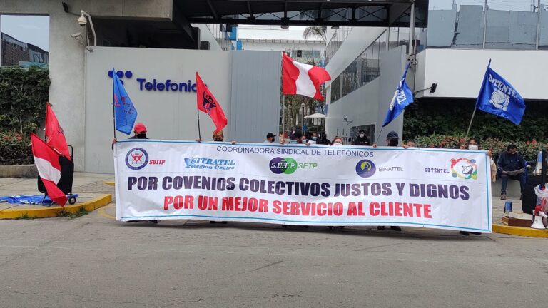 Coordinadora Sindical de Telefónicos del Péru exige solución a su pliego de reclamos