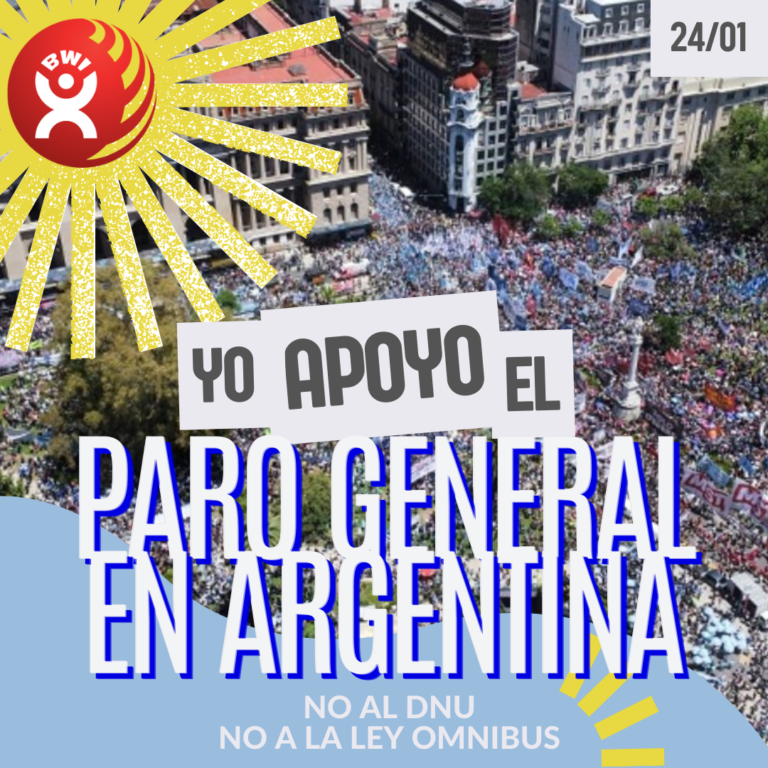 Internacional de Trabajadores de la Construcción y la Madera pide a sus afiliadas manifestarse en apoyo al Paro argentino